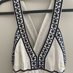 J. Crew Embroidered White and Black Women's maxi dress